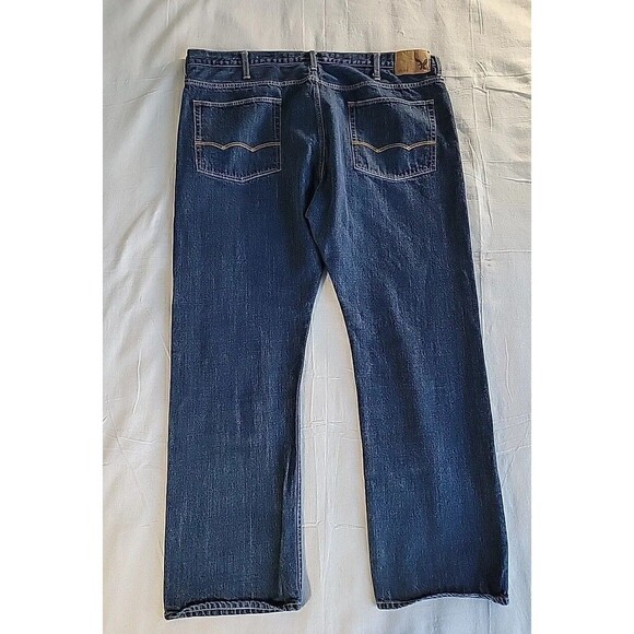 American Eagle Outfitters Jeans Mens 45x33 Relaxed Straight High Rise Dark Blue - Picture 13 of 13